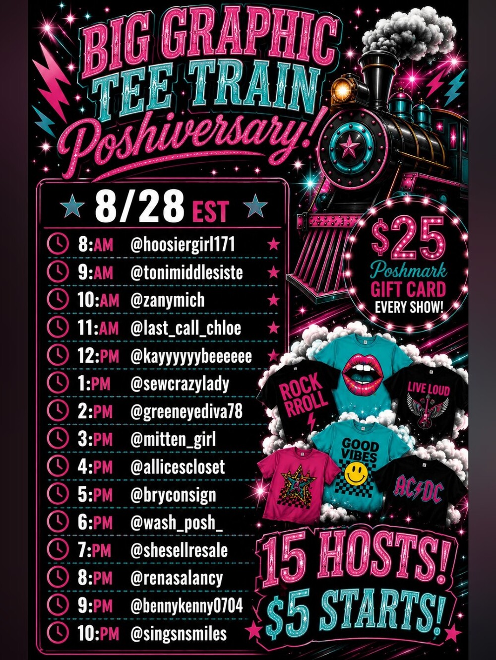 🚨 8/28 THE BIG GRAPHIC TEE TRAIN POSHIVERSARY! @singsnsmiles - Picture 3 of 8